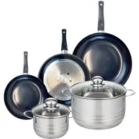 Elo Ensemble de 3 Poêles de cuisson 20, 24 et 28 cm et 2 faitouts 16 et 24 cm Prima Brillant