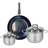 Elo Ensemble de 1 Poêle de cuisson 24 cm et 2 faitouts 12 et 16 cm Prima Brillant
