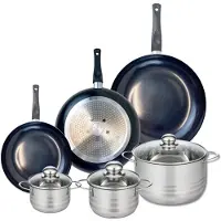 Elo Ensemble de 3 Poêles de cuisson 20, 24 et 28 cm et 3 faitouts 12, 14 et 20 cm Prima Brillant