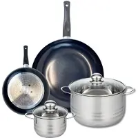 Elo Ensemble de 2 Poêles de cuisson 20 et 32 cm et 2 faitouts 14 et 24 cm Prima Brillant