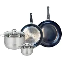Elo Ensemble de 2 Poêles de cuisson 28 et 32 cm et 2 faitouts 14 et 24 cm Prima Brillant