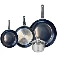Elo Ensemble de 3 Poêles de cuisson 20, 24 et 32 cm et 1 faitout 14 cm Prima Brillant