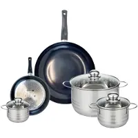 Elo Ensemble de 2 Poêles de cuisson 20 et 32 cm et 3 faitouts 12, 16 et 24 cm Prima Brillant