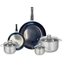 Elo Ensemble de 2 Poêles de cuisson 20 et 32 cm et 3 faitouts 12, 14 et 20 cm Prima Brillant