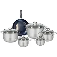 Elo Ensemble de 1 Poêle de cuisson 24 cm et 5 faitouts 12, 14, 16, 20 et 24 cm Prima Brillant