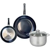 Elo Ensemble de 2 Poêles de cuisson 20 et 28 cm et 1 faitout 20 cm Prima Brillant