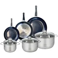 Elo Ensemble de 3 Poêles de cuisson 20, 24 et 28 cm et 3 faitouts 16, 20 et 24 cm Prima Brillant