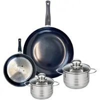 Elo Ensemble de 2 Poêles de cuisson 20 et 32 cm et 2 faitouts 14 et 16 cm Prima Brillant
