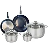 Elo Ensemble de 2 Poêles de cuisson 20 et 24 cm et 3 faitouts 12, 16 et 24 cm Prima Brillant