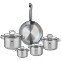 Elo Ensemble de 1 Poêle de cuisson 28 cm et 4 faitouts 12, 14, 16 et 20 cm Profi Citrin