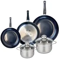 Elo Ensemble de 3 Poêles de cuisson 20, 24 et 28 cm et 2 faitouts 14 et 16 cm Prima Brillant