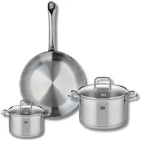 Elo Ensemble de 1 Poêle de cuisson 24 cm et 2 faitouts 12 et 16 cm Profi Citrin