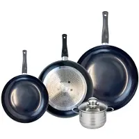 Elo Ensemble de 3 Poêles de cuisson 20, 24 et 28 cm et 1 faitout 12 cm Prima Brillant