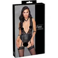 Cottelli Bondage - body dentelle tour de cou - noir - XL
