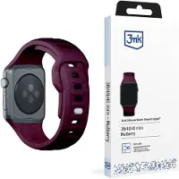 3MK Silicone Watch Strap ciemnofioletowy /mulberry dla Apple Watch 38/40/41mm (Acier inoxydable, Silicone), Sangles de montre, Violet, Noir