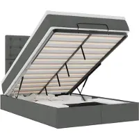 vidaXL Lit ottoman avec matelas & LEDs gris foncé 120x200 cm Tissu