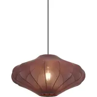 QAZQA Suspension Japandi Marron avec Abat-jour en Tissu 50cm - Plu