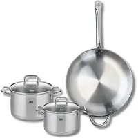 Elo Ensemble de 1 Poêle de cuisson 32 cm et 2 faitouts 16 et 20 cm Profi Citrin