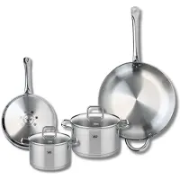 Elo Ensemble de 2 Poêles de cuisson 24 et 32 cm et 2 faitouts 16 et 20 cm Profi Citrin