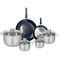 Elo Ensemble de 2 Poêles de cuisson 20 et 28 cm et 4 faitouts 12, 14, 16 et 24 cm Prima Brillant