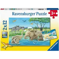 Ravensburger Puzzle Jeunes animaux du monde entier, 2x12 pcs.