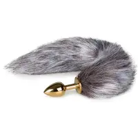 Easytoys Fetish Collection Fox NO5 - plug anal métal queue de renard (or-argent)