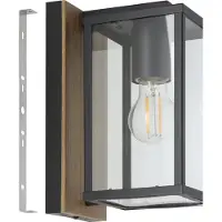 Eglo Lampe d'extérieur Budrone Noir avec du bois