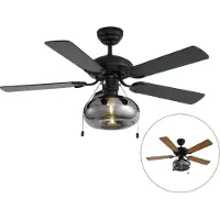 QAZQA Ventilateur de plafond noir 107,5 cm avec interrupteur à chaînette - Mistral Busa
