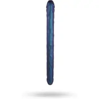 Strap-On-Me - double gode - silicone métal bleu