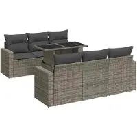 vidaXL Ensemble de salon de jardin 7 pièces avec coussins Gris Poly rotin