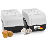 Novaliv 2x Moyen 5L blanc Boîte à légumes Boîte de conservation des pommes de terre Boîte de stockage Pot à oignons Boîte à ail Pot à fruits
