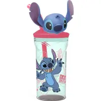 Disney Gobelet - Stitch - 360ml - Paille Intégrée - Figurine 3d - Sans Bpa