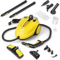Costway Multifunction Steam Cleaner 2000W - 37x26x25 cm - Jaune - 1.8L Capacité d'eau - 13 Accessoires - Pour Tapis, Fenêtres et Sols