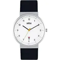 Braun Montre Braun Analogique Blanc Bracelet Cuir Noi...