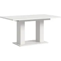 Ebuy24 Motion table de salle à manger double colonne 90x150/190 cm avec 1 rallonge blanc.