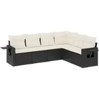 vidaXL Ensemble de salon de jardin 6 pièces avec coussins noir poly rotin