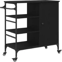 vidaXL Chariot de cuisine noir aspect chêne 87,5 x 39 x 84,5 cm