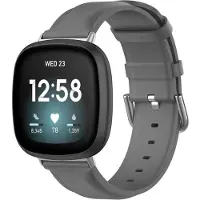 Cover-Discount Fitbit Versa / Sense - bracelet en cuir gris (Similicuir), Sangles de montre, Gris