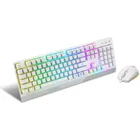 MSI VIGOR GK30 COMBO WHITE Ensemble clavier de jeu mécanique + souris de jeu 'UK Layout, 6-Zone RGB Lighting Keyboard, Dual-Zone RGB Lighting Mouse, 5000 DPI Optical Sensor, Center'