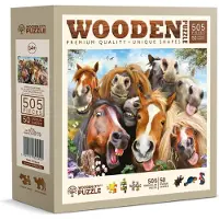 Wooden City Casse-tête en bois Chevaux tout autour 505 pièces