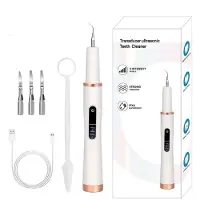 INF Nettoyeur de dents à ultrasons et 4 têtes de nettoyage Blanc