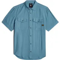 G-Star pour homme. D19751-D454-H055 Marine Slim Shirt bleu (L), Casuel, Manche courte, Le coton biologique, Durable