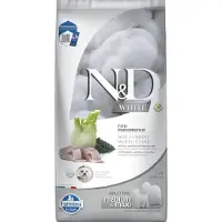 Farmina N&amp;D White Dog Adult Medium &amp; Maxi 7 kg bar rayé, spiruline &amp; fenouil pour chiens adultes + N&amp;D White Dental Treat Coat Sea Bass Medium/Maxi 100 g (7 pcs) GRATUIT