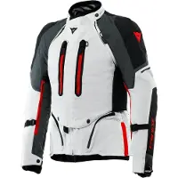 Dainese Super Adventure Absoluteshell S26, veste textile imperméable pour moto, gris clair/noir/rouge, taille 46