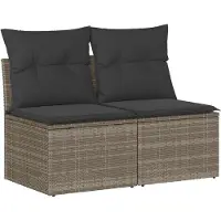 vidaXL Ensemble de salon de jardin 2 pièces avec coussins Gris Poly rotin Acacia