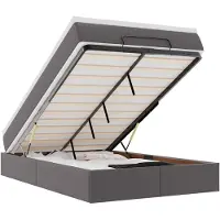 vidaXL Lit ottoman avec matelas Gris 120x200 cm Similicuir