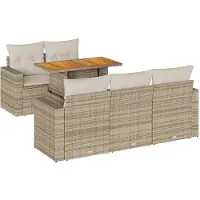 vidaXL Ensemble de salon de jardin 6 pièces avec coussins Beige Poly Rattan