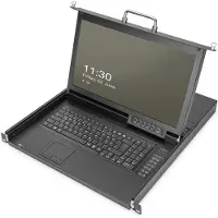Digitus Console modulaire HD LCD TFT, clavier US avec 1 port KVM, clavier US, RAL 9005 noir, Commutateur KVM, Noir