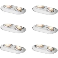QAZQA Ensemble de 6 spots encastrables ronds blancs GU10 50mm 2 lumières - Hubs