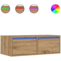 vidaXL Armoire TV avec lampes LED Chêne Artisan 75x35,5x25 cm